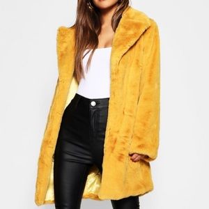 Boohoo petite revere collar faux fur coat